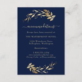 Elegante Hochzeitsunterkünfte in Blue Gold Begleitkarte