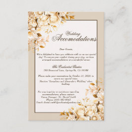 Elegante Hochzeitsunterkünfte in Gold und Elfenbei Begleitkarte