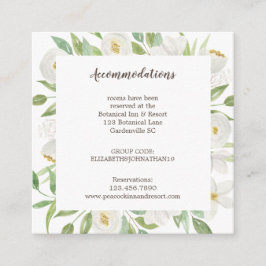 Elegante Hochzeitsunterkünfte in Weiß und Grün Begleitkarte