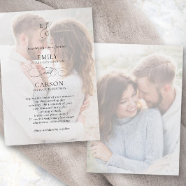 Elegante Hochzeitsvellum-Overlay-Fotos mit Monogra Einladung