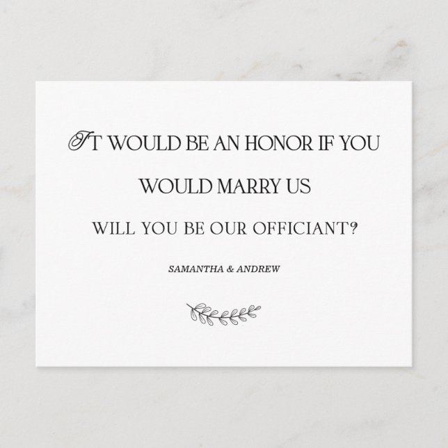 Elegante Hochzeitungs-Offizielle Personalisierte K Postkarte (Vorderseite)