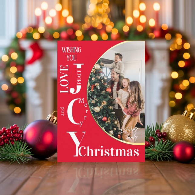 Elegante Holiday Foto Card mit modernem Script Gol Karte (Von Creator hochgeladen)