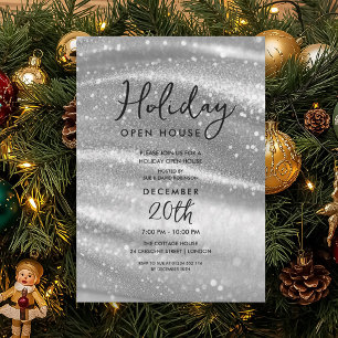 Elegante Holiday-Open-House-Feier Silber Glamour Einladung