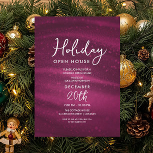 Elegante Holiday-Open-House Pink Glamour Funkeln Einladung
