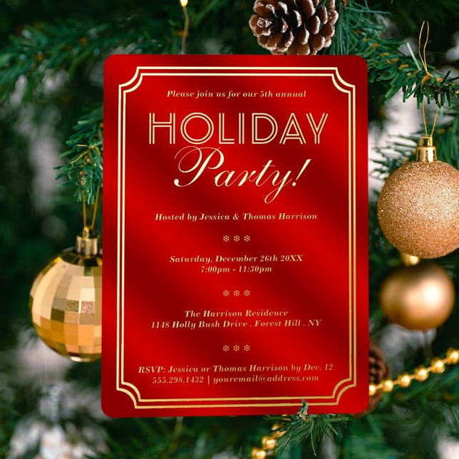 Elegante Holiday Party Festlich Weihnachten Folieneinladung (Von Creator hochgeladen)