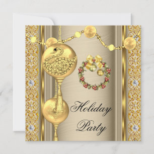 Elegante Holiday Party Gold Beige Weihnachten Einladung