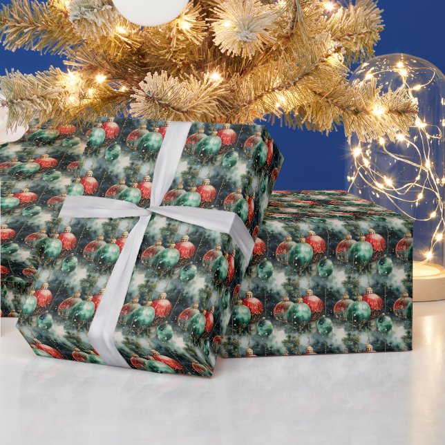 Elegante Holiday Symphony: Green, Red & Gold Geschenkpapier (Feiertage)