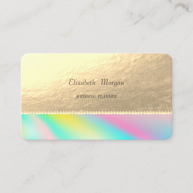 Elegante holografische Imitate Gold,Perlen Visitenkarte (Vorderseite)