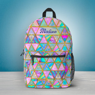 Elegante holografische trendy Imitate goldene geom Bedruckter Rucksack