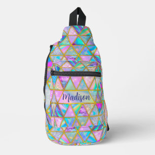Elegante holografische trendy Imitate goldene geom Crossbody Bag