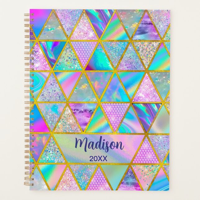 Elegante holografische trendy Imitate goldene geom Planer (Vorderseite)