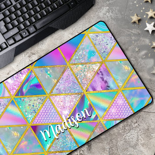 Elegante holografische trendy Imitate goldene geom Schreibtischunterlage