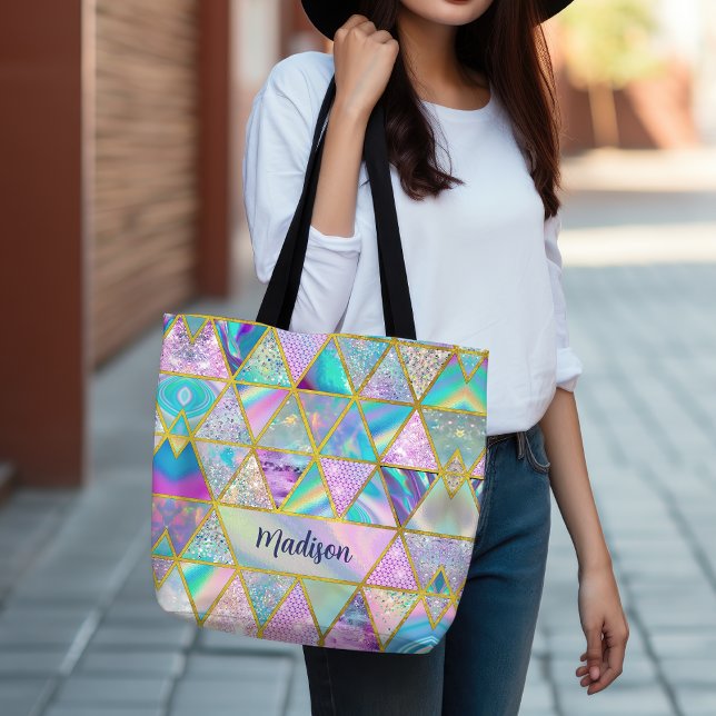 Elegante holografische trendy Imitate goldene geom Tasche (Von Creator hochgeladen)