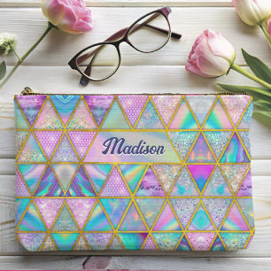 Elegante holografische trendy Imitate goldene geom Zubehörtasche