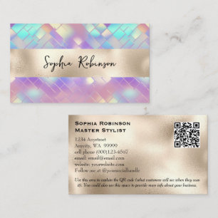 Elegante Holographic and Pearl Foil Business Card Rabattkarte