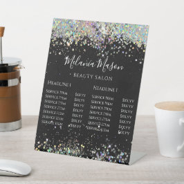Elegante Holographic Glitzer Black Price List Sockelschild