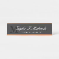 Elegante Holzkohle Weißes Monogramm und Name