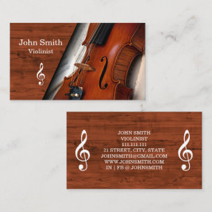 Elegante Holzmaserung Violine Violinist Visitenkarte