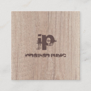 Elegante Holzschau gestörte Monogramm-Vorlage Quadratische Visitenkarte