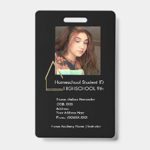 Elegante Homeschooling-Schul-ID-Schwarzes Abzeiche Ausweis