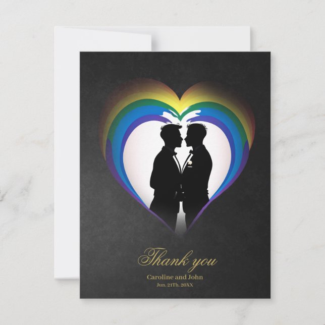 Elegante homosexuelle Silhouetten. Dankeskarte (Vorderseite)