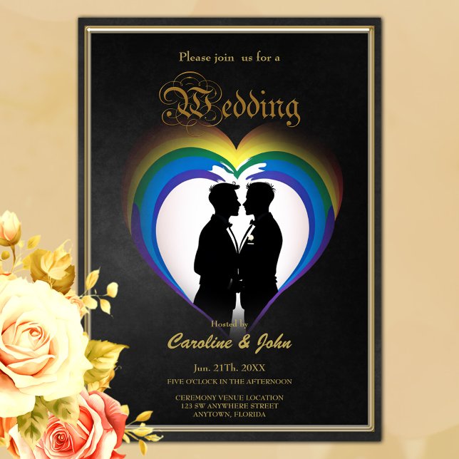 Elegante homosexuelle Silhouetten Einladung (Gay Wedding)