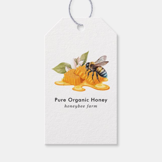 Elegante Honigwaben mit Bienen Geschenkanhänger (Vorderseite)