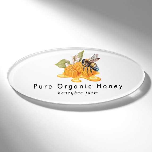 Elegante Honigwaben mit Bienen Namenschild (Vorderseite)
