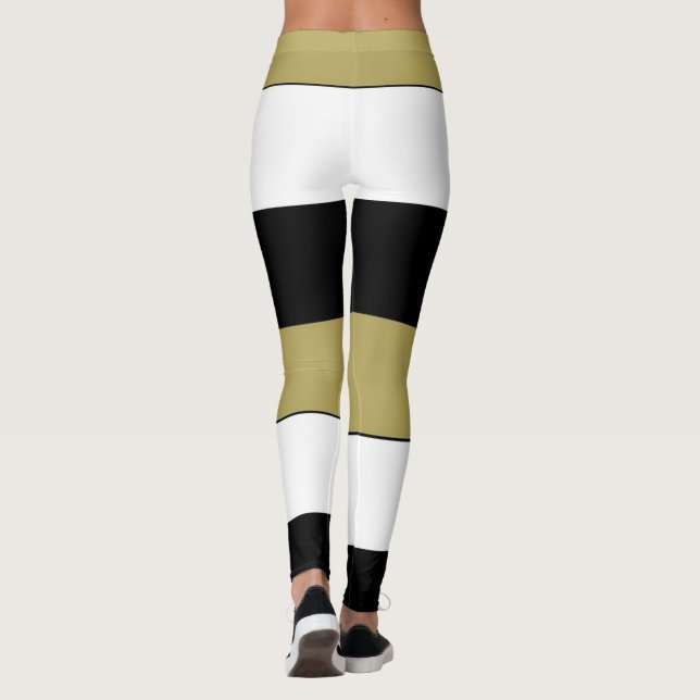 Elegante horizontale Streifen Schwarz-Weiß Leggings (Rückseite)