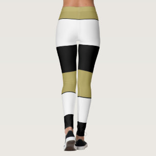 Elegante horizontale Streifen-schwarzes Goldweiß Leggings