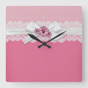 Élégante horloge à ruban rose floral