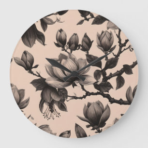 Élégante horloge de Motif Magnolia Vintage