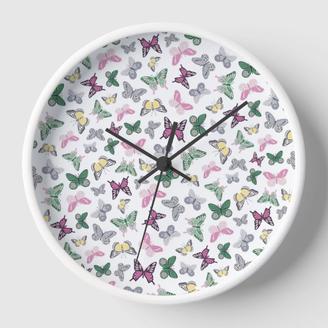 Élégante horloge Motif papillon (Recto)