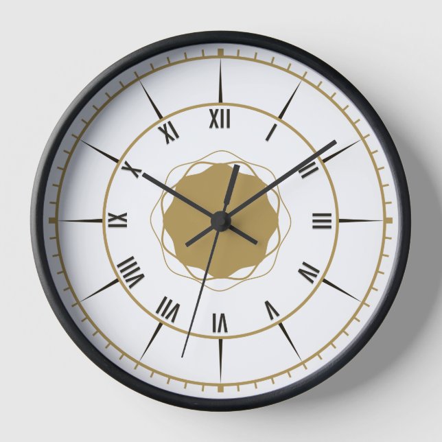 Elégante horloge murale numérique romaine - Noir e (Recto)