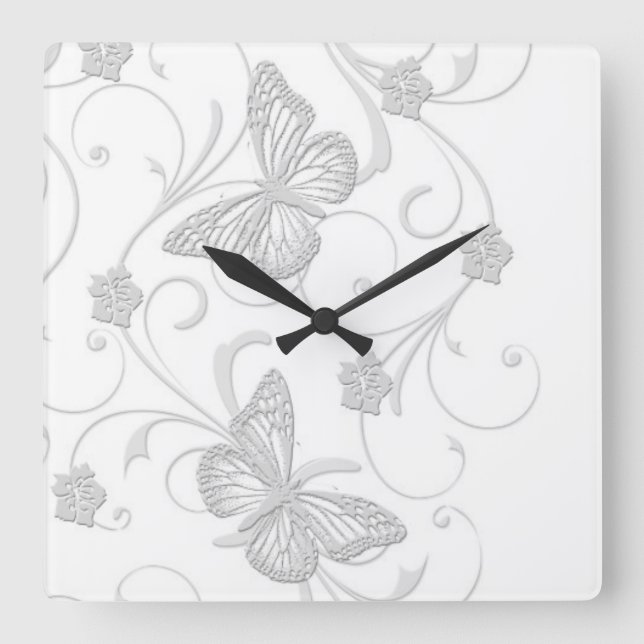 Élégante horloge papillon gris rêve (Recto)