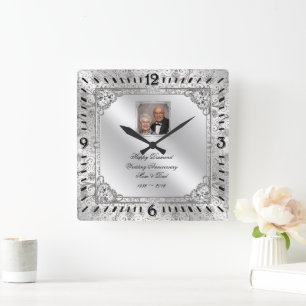 Élégante horloge photo du 60e anniversaire du Mari