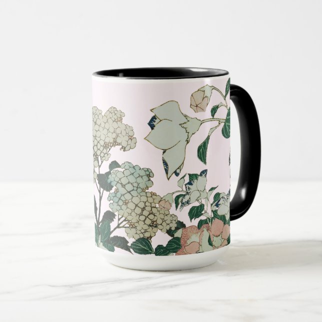 Elegante Hortensie & Botanische Blüte Tasse (VorderseiteRechts)