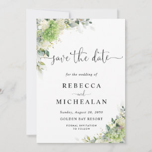 Elegante Hortensien Hochzeit Save The Date Einladung