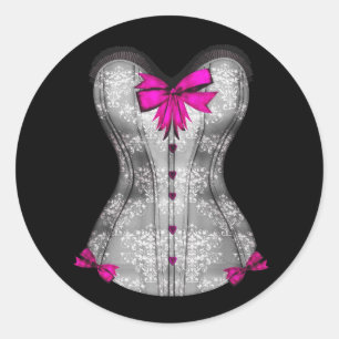 Elegante Hot-Pink-Korsett-Aufkleber Runder Aufkleber