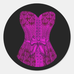 Elegante Hot-Pink-Korsett-Sticker Runder Aufkleber