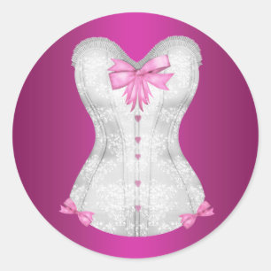 Elegante Hot-Pink-Korsett-Sticker Runder Aufkleber