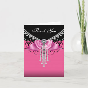 Elegante Hot-Pink- und schwarze Dankeskarten Dankeskarte