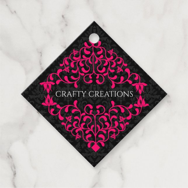 Elegante Hot Pink-Wirbel Blühte Hang Geschenkanhänger (Vorderseite)