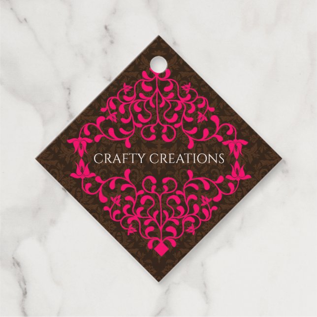 Elegante Hot Pink-Wirbel Blühte Hang Geschenkanhänger (Vorderseite)