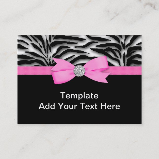 Elegante Hot Pink Zebra Business Cards Visitenkarte (Vorderseite)