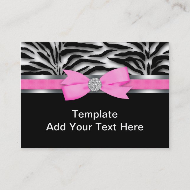 Elegante Hot Pink Zebra Business Cards Visitenkarte (Vorderseite)