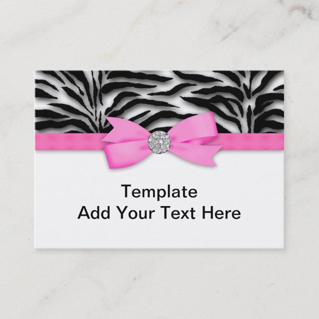 Elegante Hot Pink Zebra Business Cards Visitenkarte (Vorderseite)