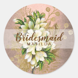 Elegante hübsche Kupferbridjacke-Rose Runder Aufkleber