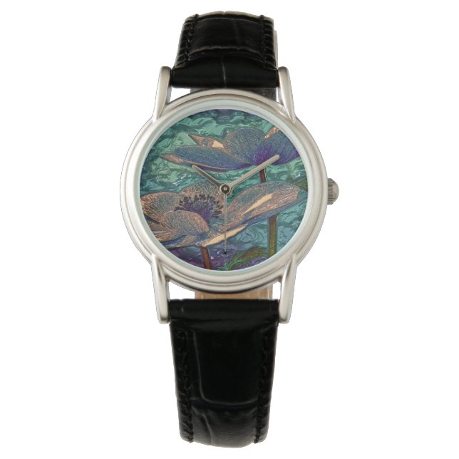 Elegante Hübsche, metallisierte Blume Kunst, Dicht Armbanduhr (Vorderseite)