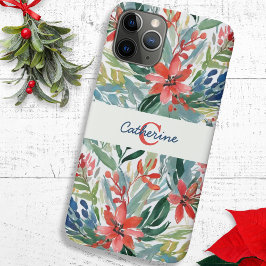 Elegante Hübsche Red Poinsettia Blume Mit Monogram Case-Mate iPhone Hülle